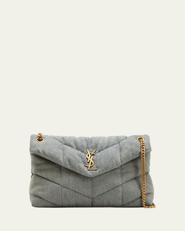 Puffer Medium YSL Denim Shoulder Bag